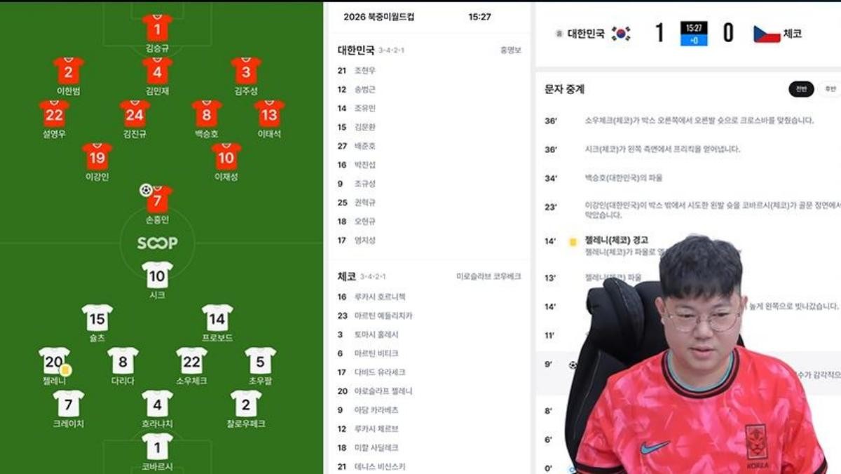 감스트 월드컵 입중계. 실제 체코와의 경기 전 배포된 단순 자료사진. / SOOP 제공