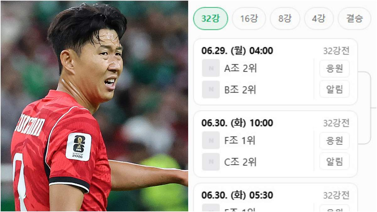 한국 32강 진출시 대진표, 맞붙을 상대 '예상 시나리오' 봤더니…대박이다