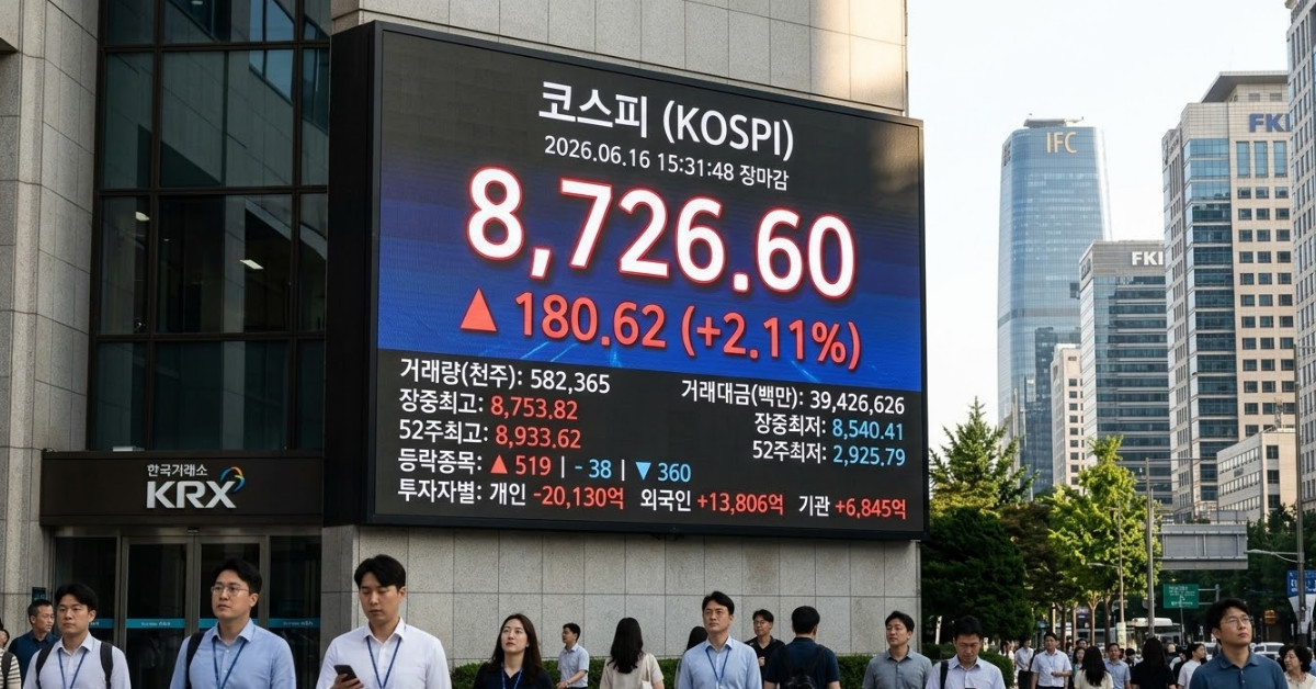 코스피 8726.60 마감…반도체 투톱 나란히 불기둥