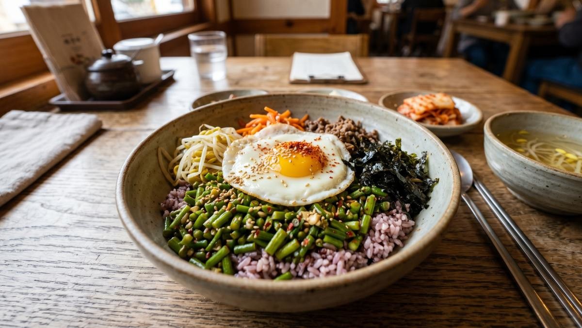마늘쫑 비빔밥 (AI로 제작)