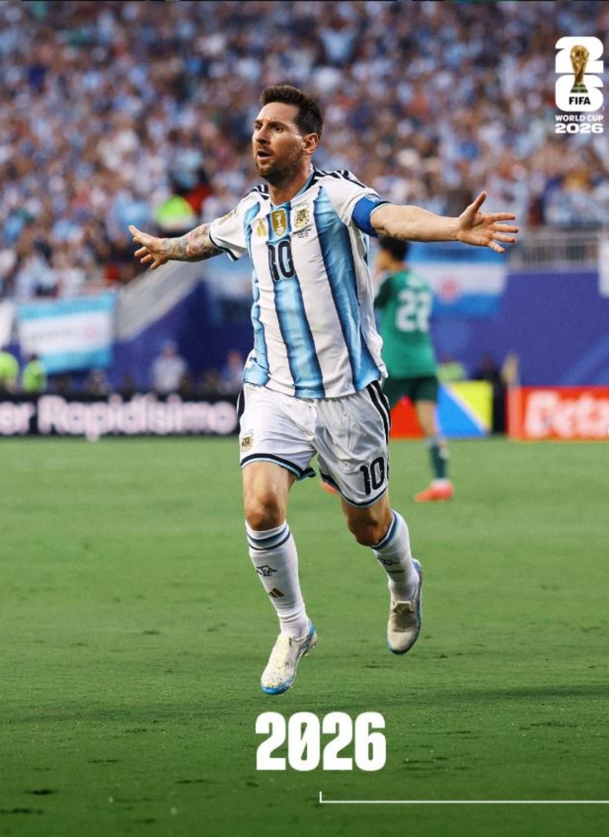 17일(한국 시각) 미국 미주리주 캔자스시티 스타디움에서 열린 2026 국제축구연맹(FIFA) 북중미 월드컵 J조 조별리그 1차전 알제리와의 경기에서 해트트릭을 달성한 리오넬 메시(인터 마이애미) / FIFA 인스타그램