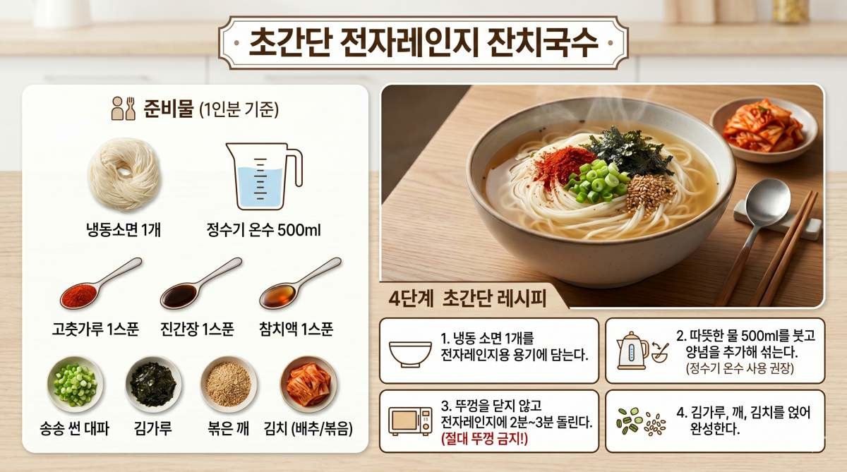 초간단 전자레인지 국수 레시피. 기사 내용 토대로 AI툴 활용해 제작한 자료사진.
