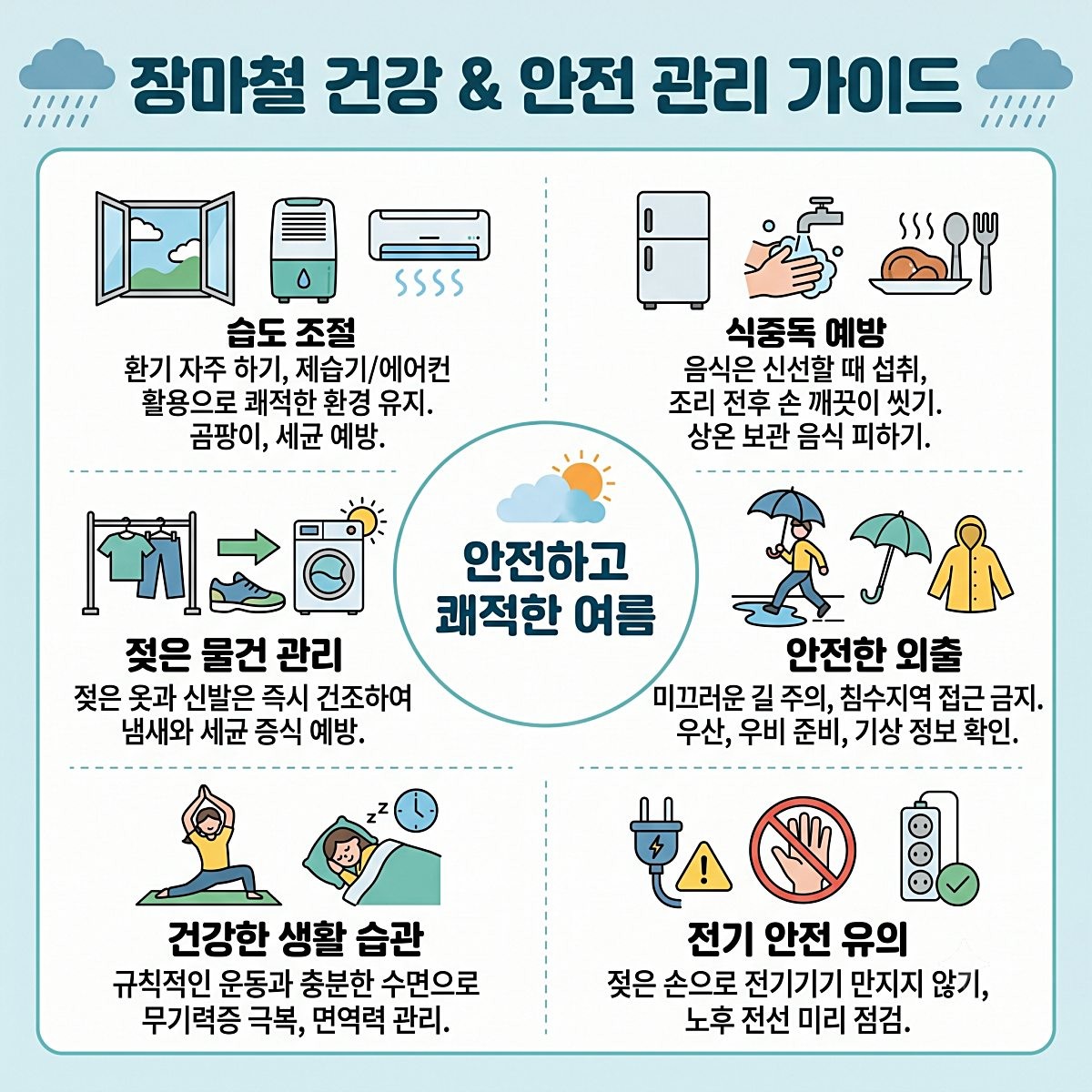 [인포그래픽] 장마철 유의사항, 안전하고 쾌적하게 생활하려면? / 위키트리