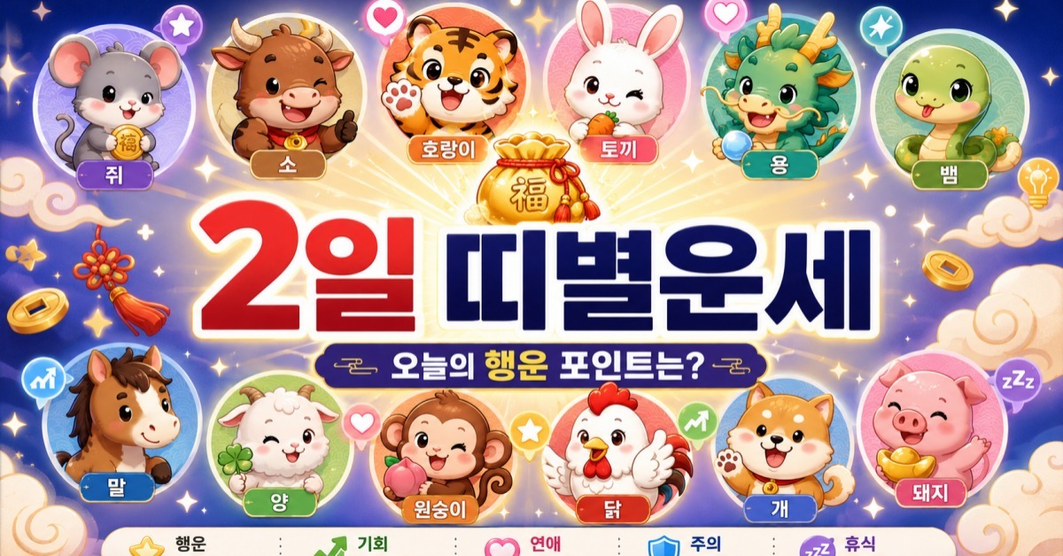7월 2일 12띠 운세 대공개, 당신의 띠는 길일일까 흉일일까?