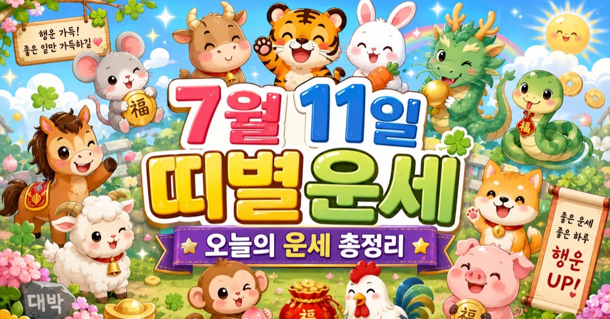 7월 11일 십이지지 운세... 호랑이·말·양띠는 '재물 기회' 놓치지 말아야