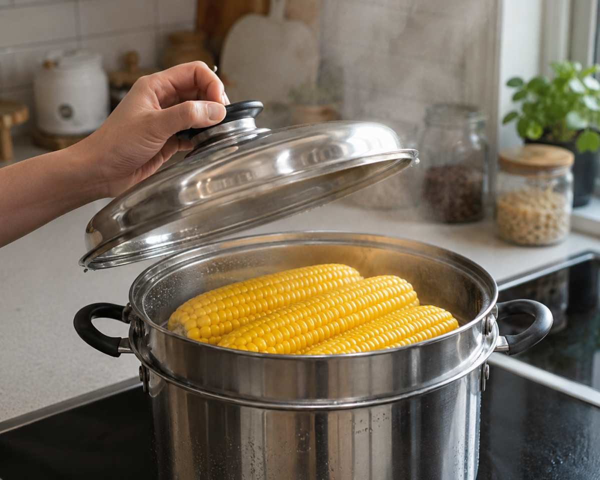 옥수수를 찜기에 찌고 있는 AI 생성 이미지