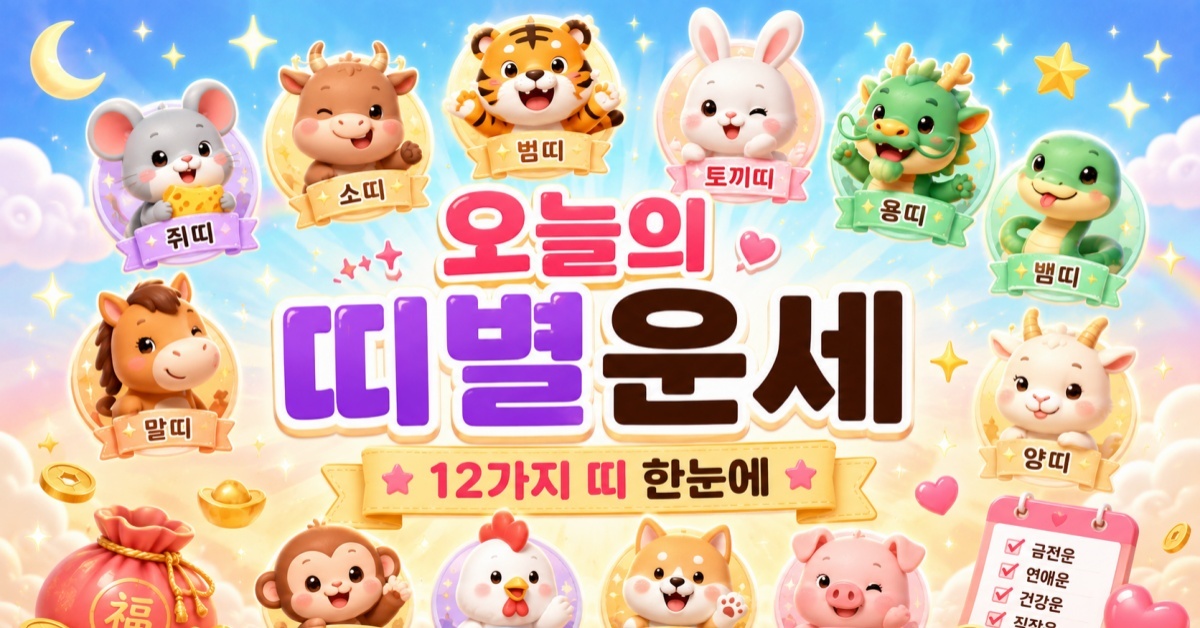 7월 16일 12띠 운세 공개, 쥐띠·호랑이띠·닭띠 '긍정 신호' 