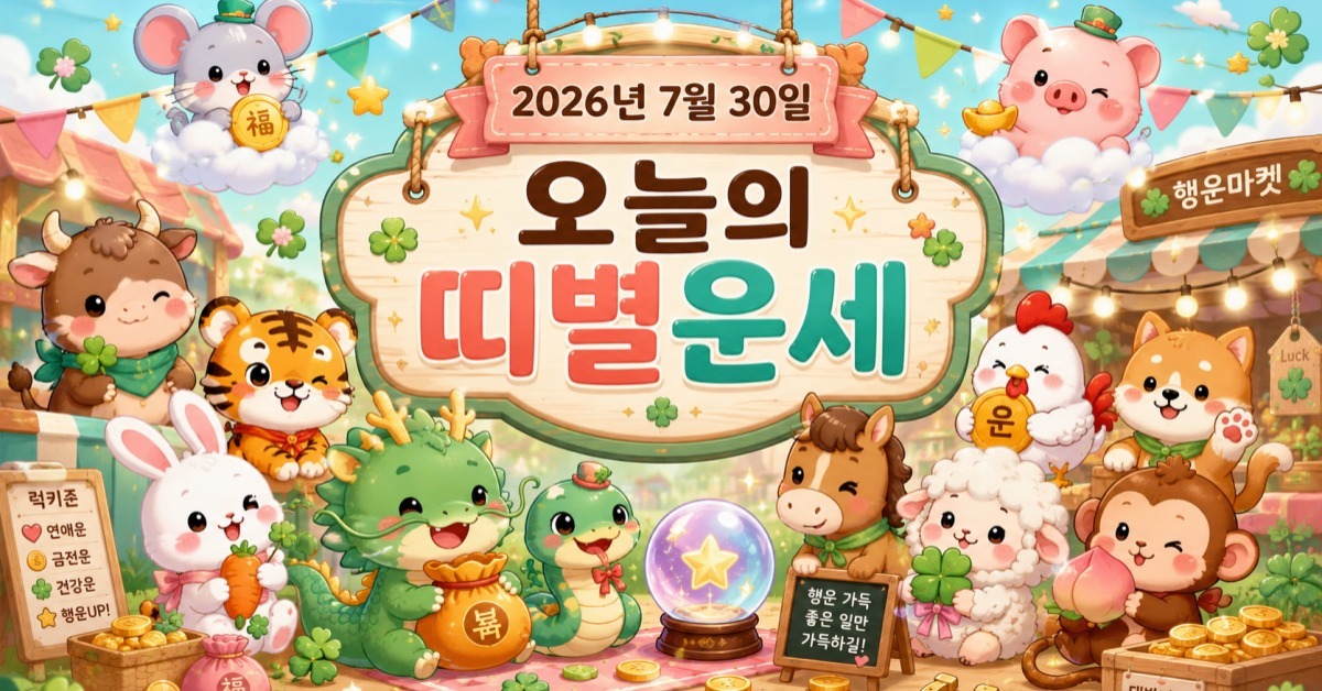 7월 30일 십이지지 운세... 띠별로 전혀 다른 에너지 전개된다