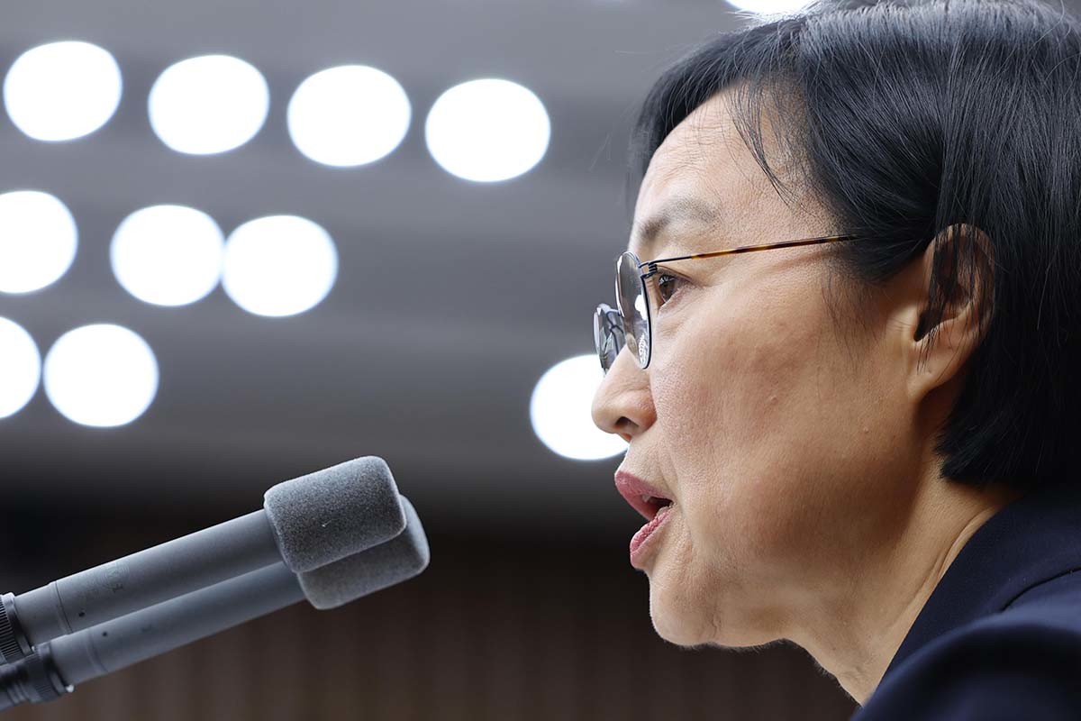 한성숙 국무총리 후보자가 25일 서울 여의도에서 열린 인사청문회에서 의원 질의에 답변하고 있다. / 뉴스1