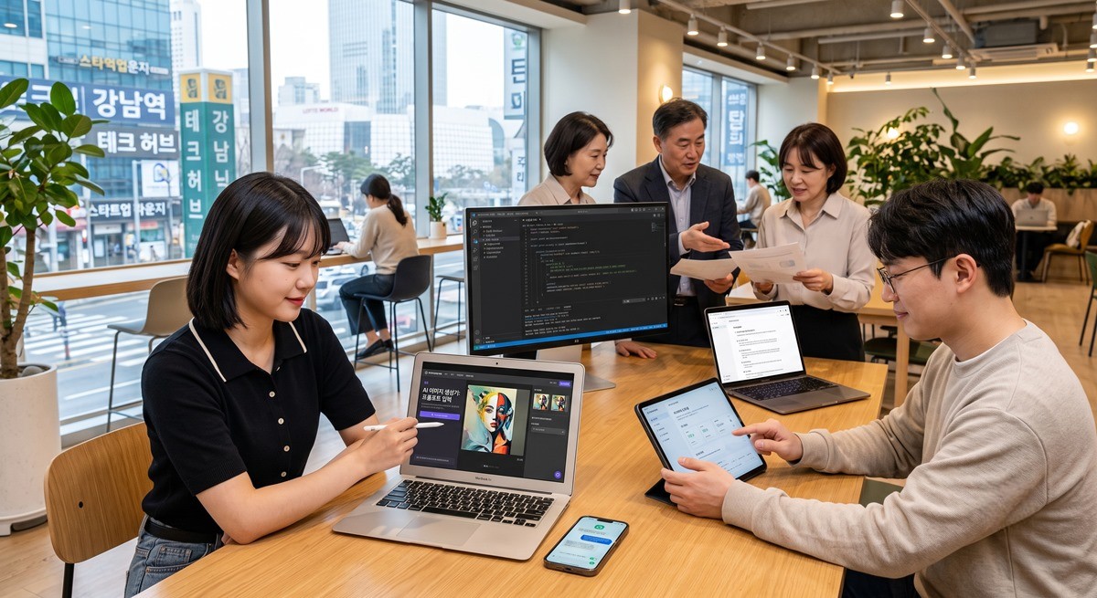 한국형 AI 서비스를 이용하는 시민들 이미지 / AI 생성 이미지