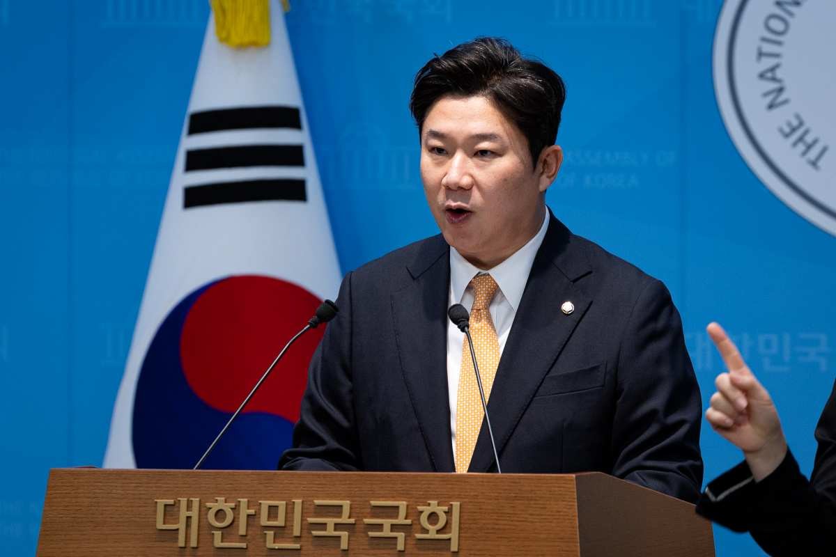 진종오 국민의힘 의원이 지난 달 서울 여의도 국회 소통관에서 축구협회 관련 기자회견을 하고 있다. / 뉴스1