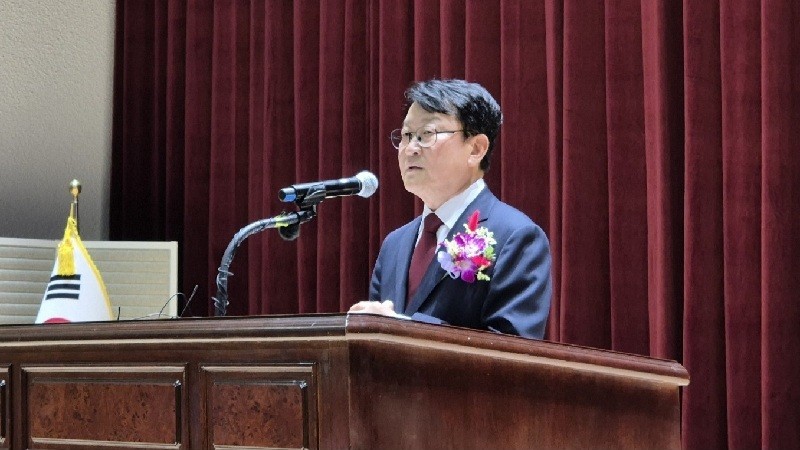 오석진 대전시교육감이 1일 대전시교육청 대강당에서 열린 제12대 대전시교육감 취임식에서 취임사를 통해 민선 교육 비전과 핵심 정책 방향을 발표하고 있다./사진=김지연 기자