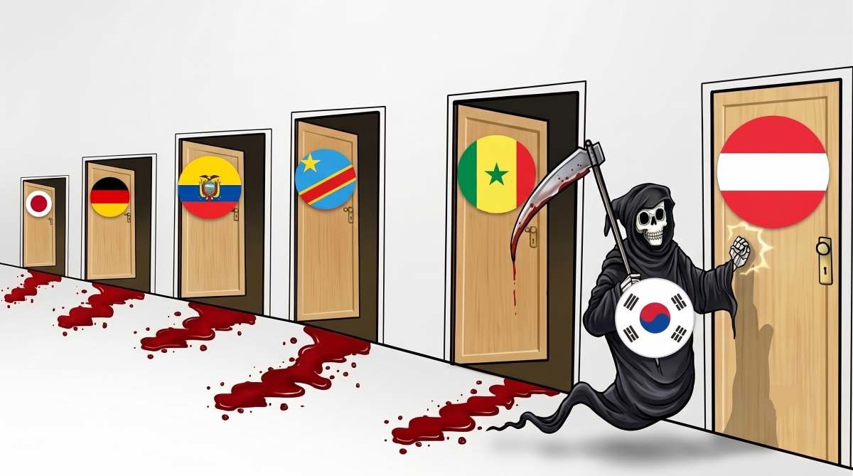 '32강 진출 못한 한국의 저주' 기사 내용 토대로 AI툴 활용해 제작한 자료사진.