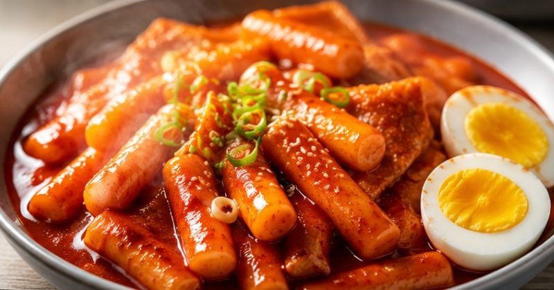 매콤달콤한 양념이 특징인 떡볶이를 표현한 이미지. / AI가 생성한 자료사진
