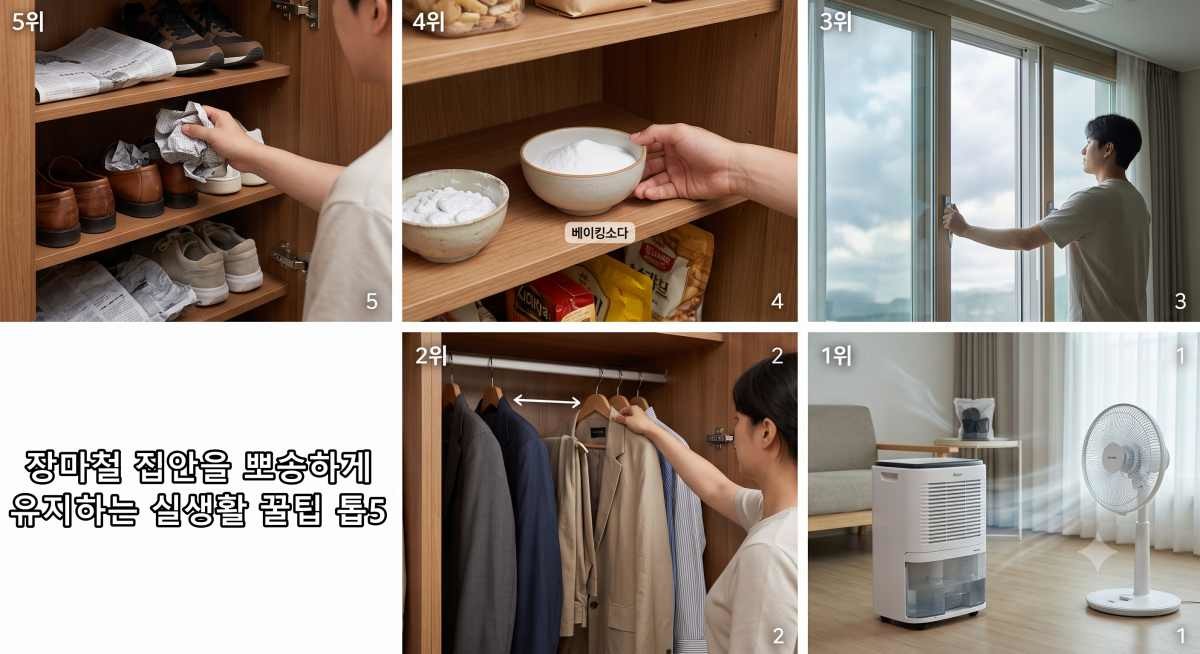 장마철 실생활 꿀팁 톱5. 기사 내용 토대로 AI툴 활용해 제작한 자료사진.