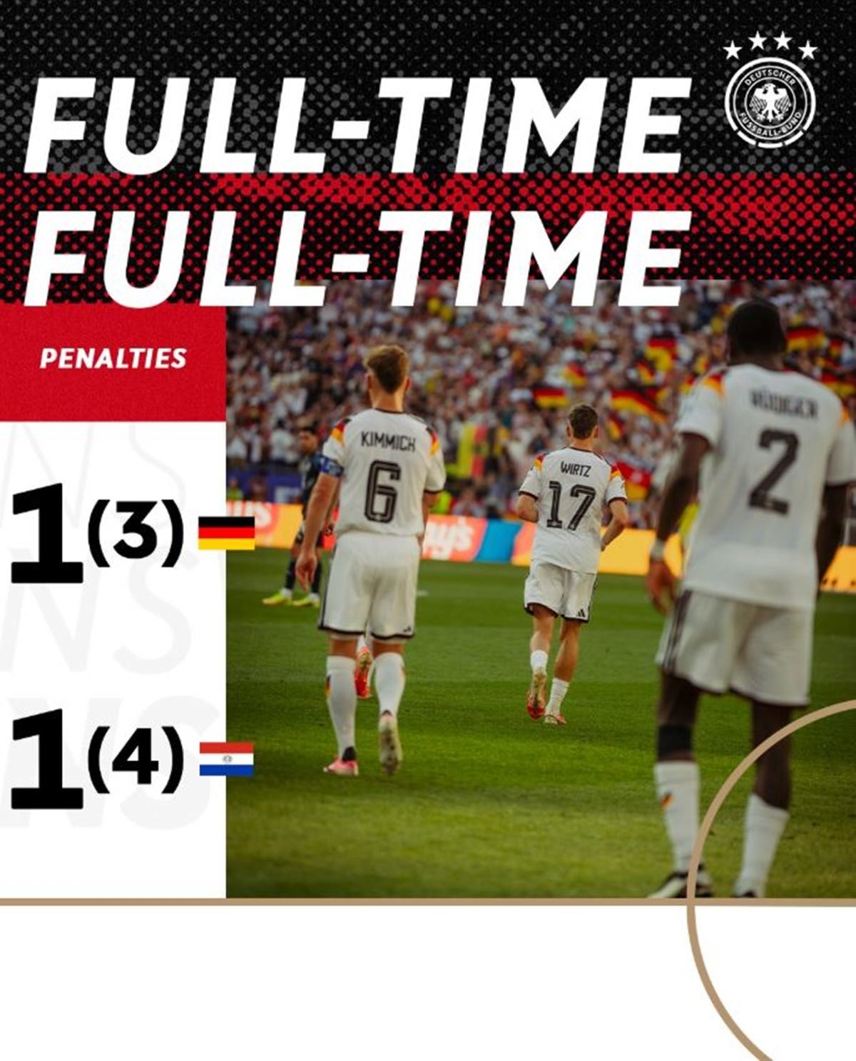 파라과이에 승부차기 끝에 패하며 월드컵에서 탈락한 독일 대표팀 / 독일축구협회 인스타그램