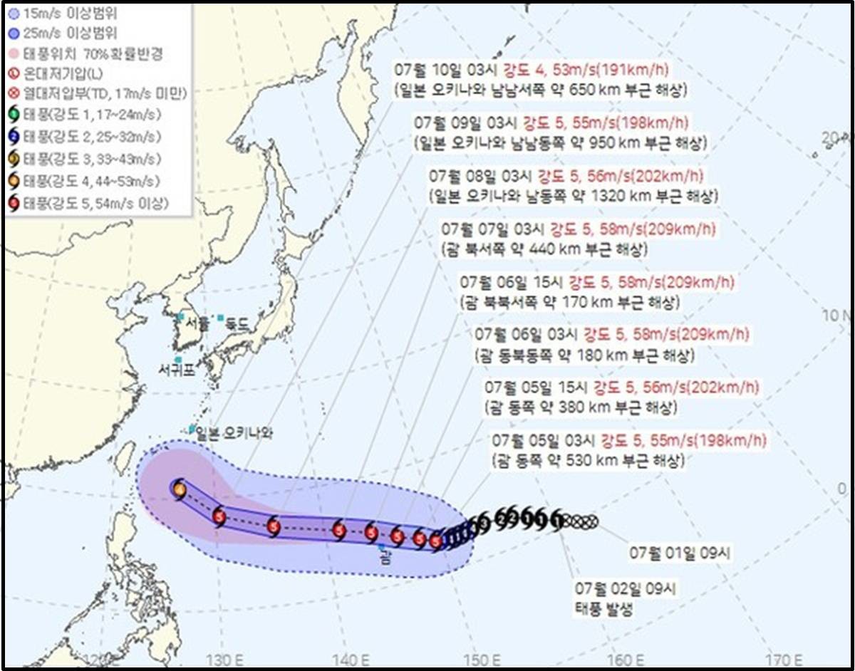 장마 변수, 9호 태풍 바비 / 기상청