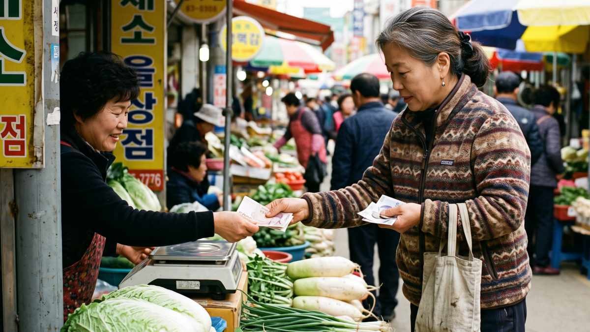 시장에서의 소비 생활. 기사 내용 토대로 AI툴 활용해 제작한 자료사진.