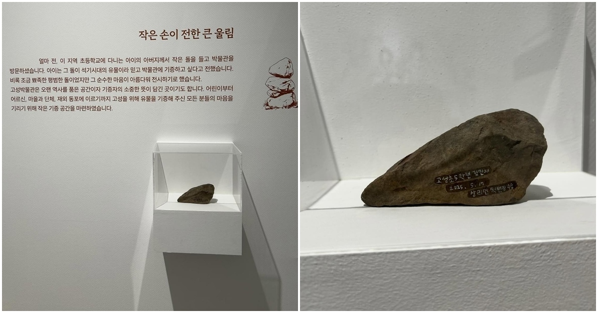 박물관 유리 진열장에 웬 ‘동네 돌멩이’가?… 안내문 읽은 관람객들 '울컥'