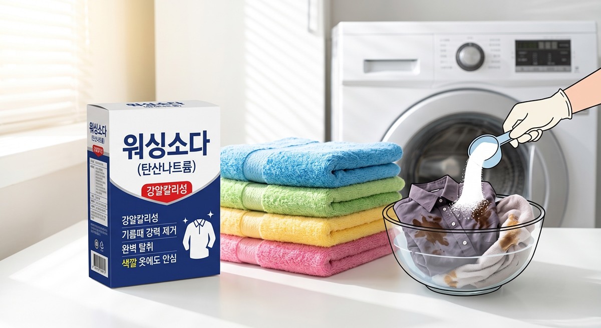워싱소다를 활용해 세탁 중인 모습 / AI 생성 이미지