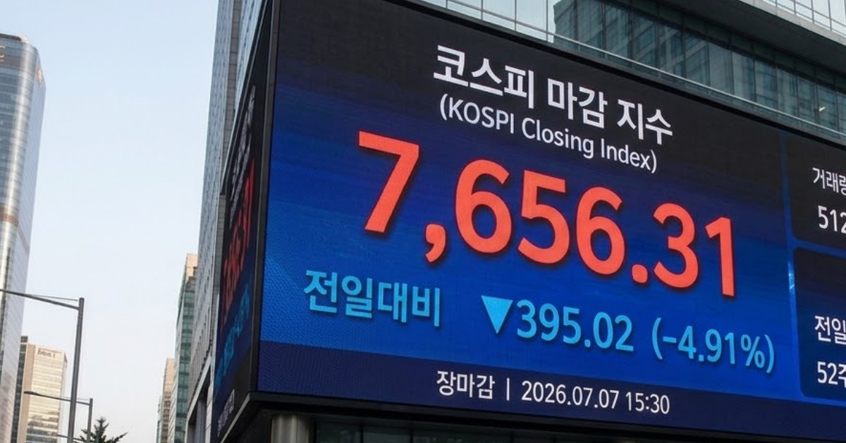 코스피 7656 마감…시총 상위주 중 낙폭 1위 기록한 곳은?
