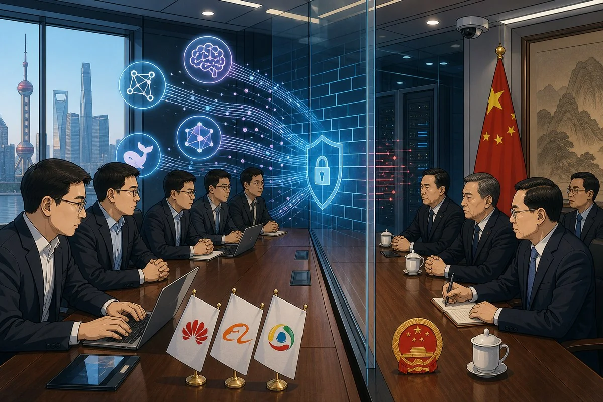 세계로 퍼진 알리바바·바이트댄스 AI, 베이징이 해외접근 차단 검토 / AI 생성 일러스트(삽화)