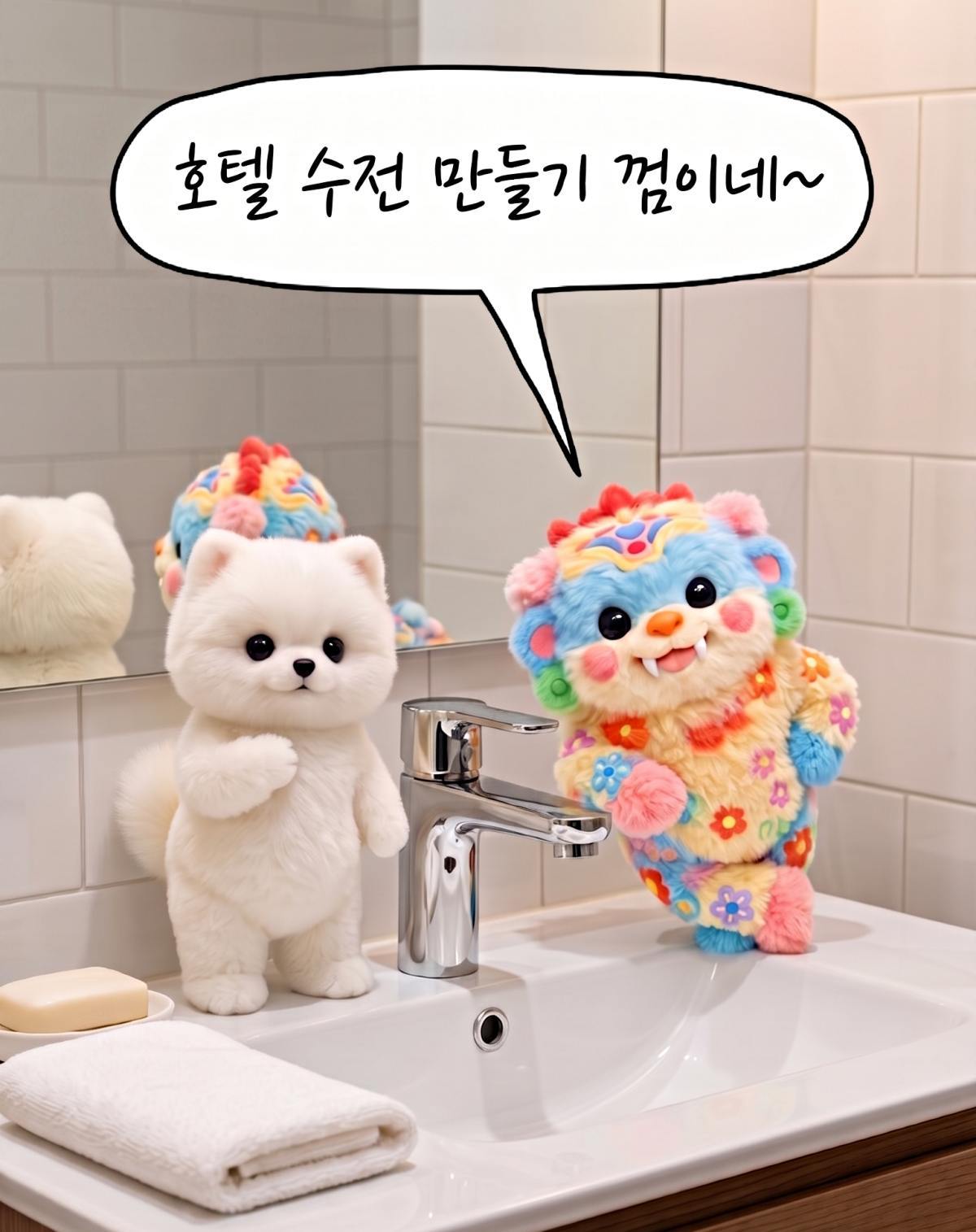 집에서 손쉽게 호텔 수전 만들기. 기사 내용 토대로 AI툴 활용해 제작한 자료사진.
