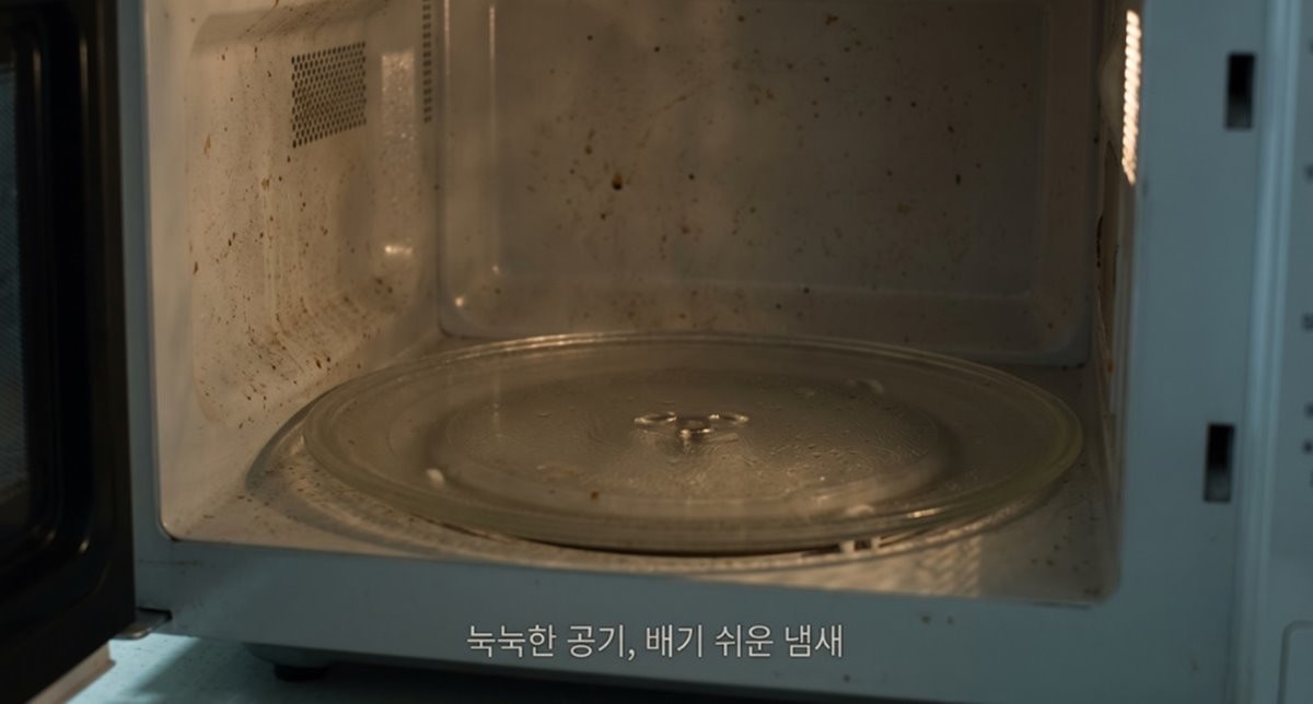 여름 장마철 세균 번식이 쉬워지는 전자레인지 내부 / AI 생성 이미지