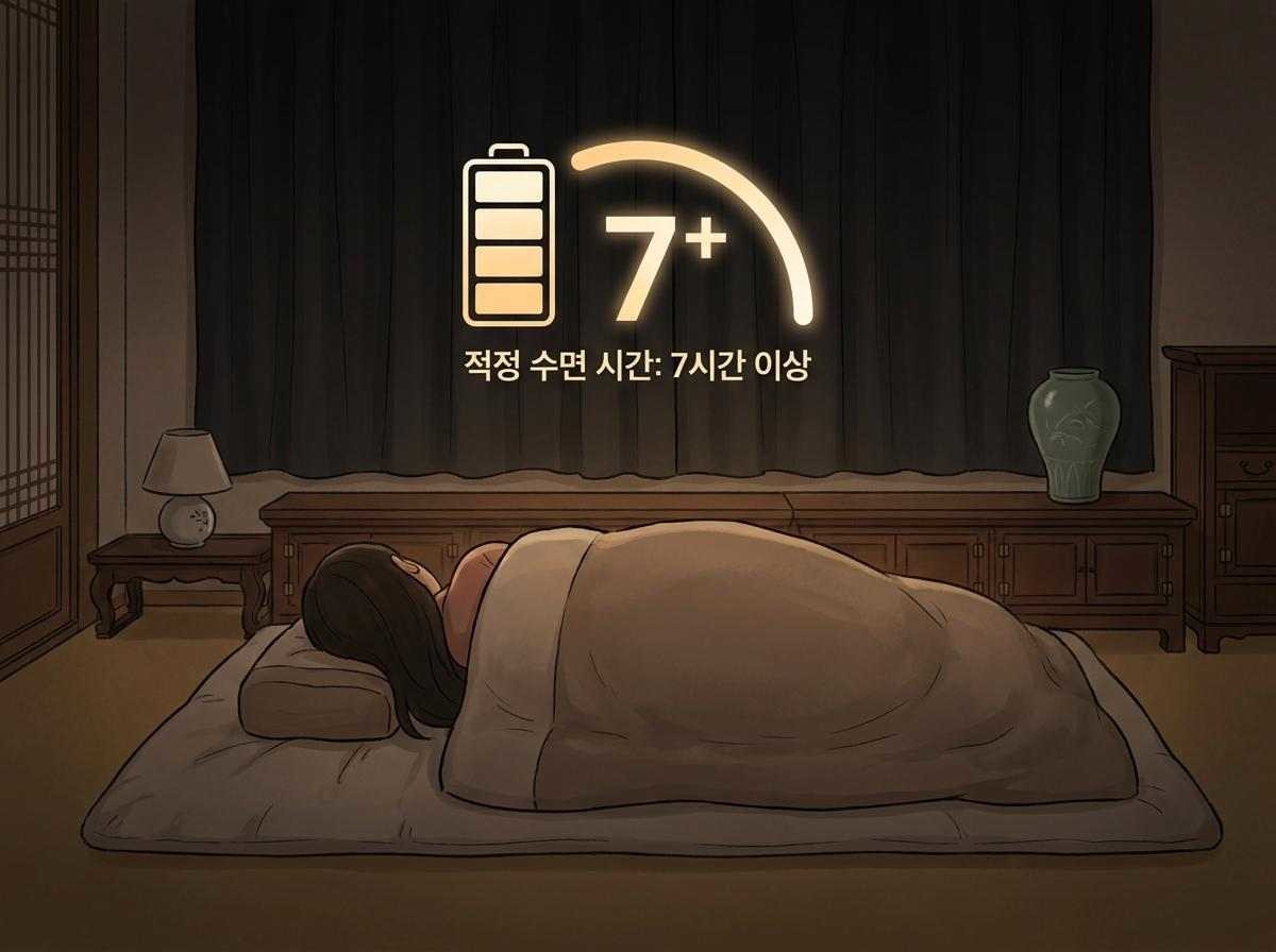 빛이 완벽히 차단된 아늑하고 정돈된 한국형 침실에서 편안하게 숙면을 취하고 있는 사람의 뒷모습. 기사 내용 토대로 AI툴 활용해 제작한 자료사진.