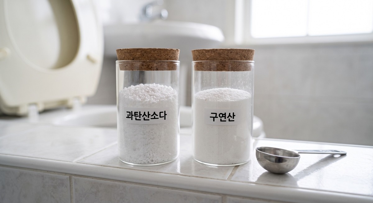 간단하면서도 확실하게 변기 청소를 할 수 있는 구연산+과탄산소다 조합 / AI 생성 이미지