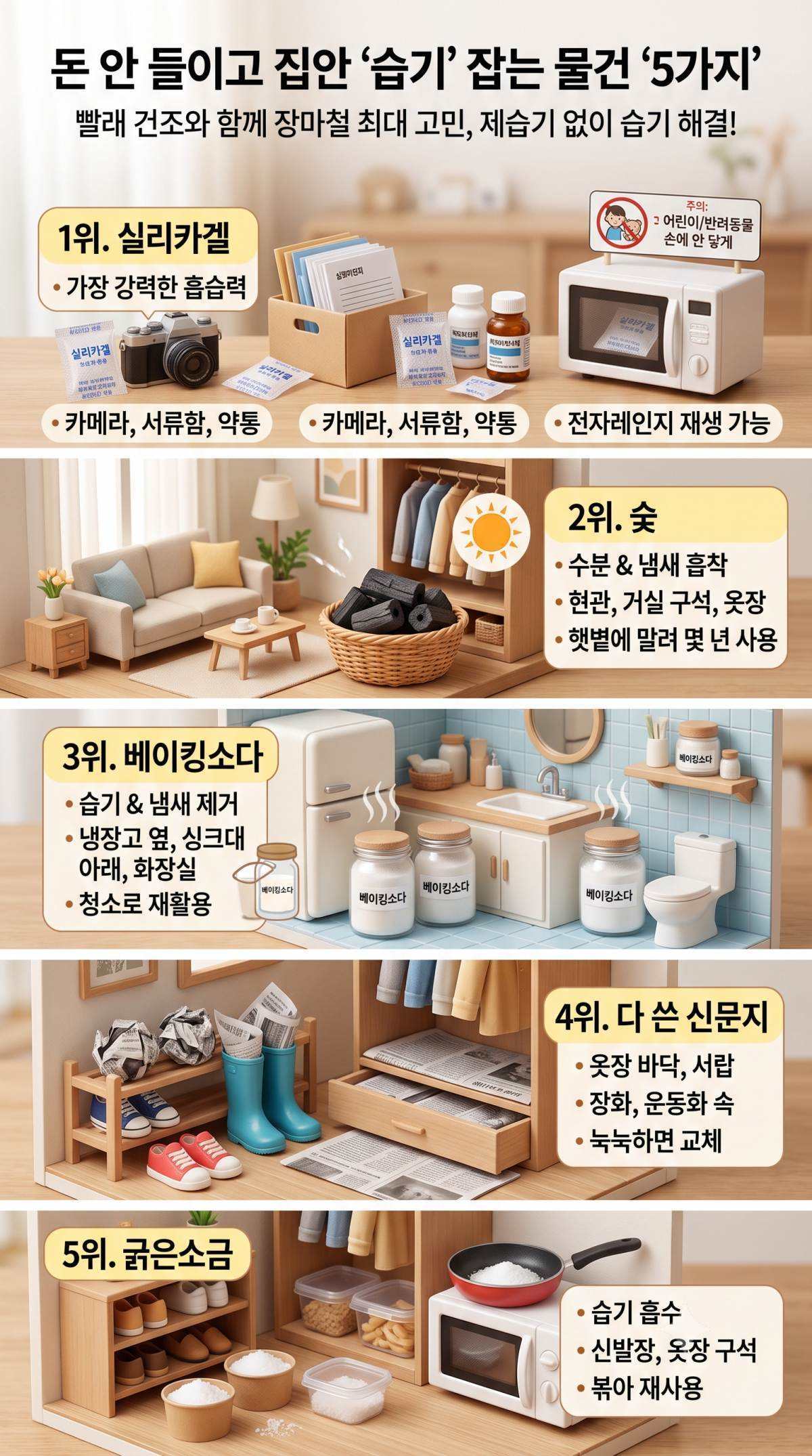 집안 습기 잡는 꿀템들. 기사 내용 토대로 AI툴 활용해 제작한 자료사진.