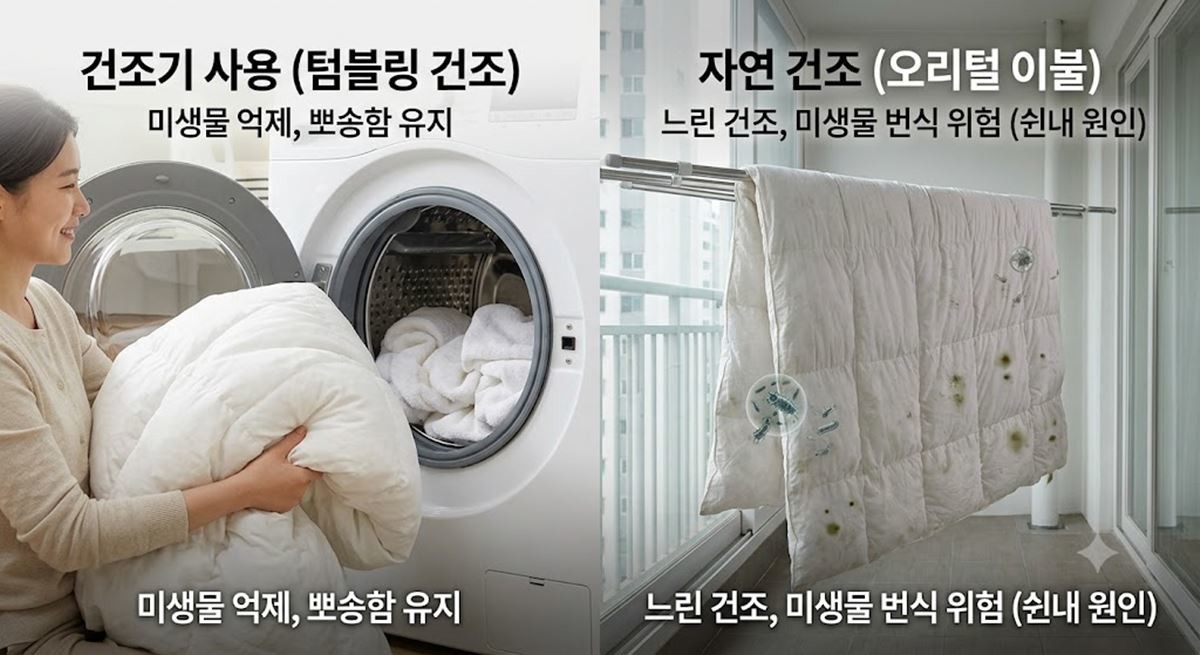 습한 여름 장마철 자연건조는 피하는 게 좋다 / AI 생성 이미지