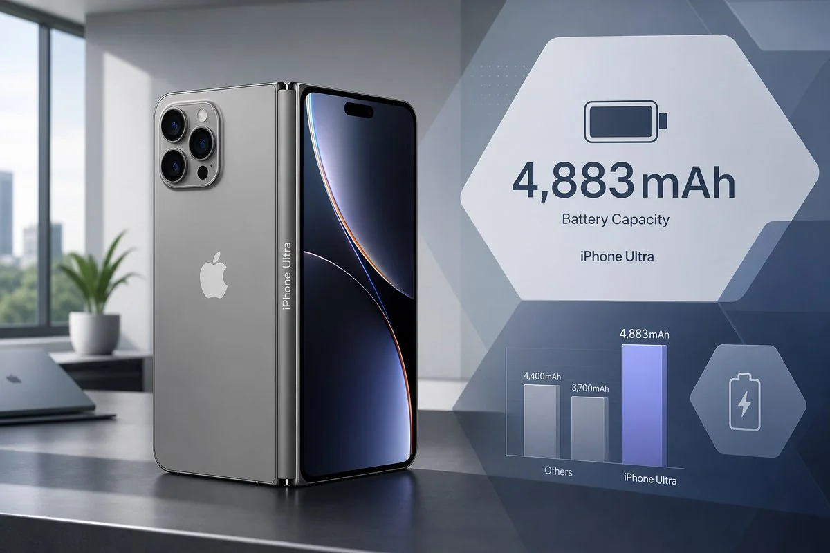 아이폰 울트라 배터리 4,883mAh 유출, 셀 2개로 나뉜 구조 / AI 생성 일러스트(삽화)