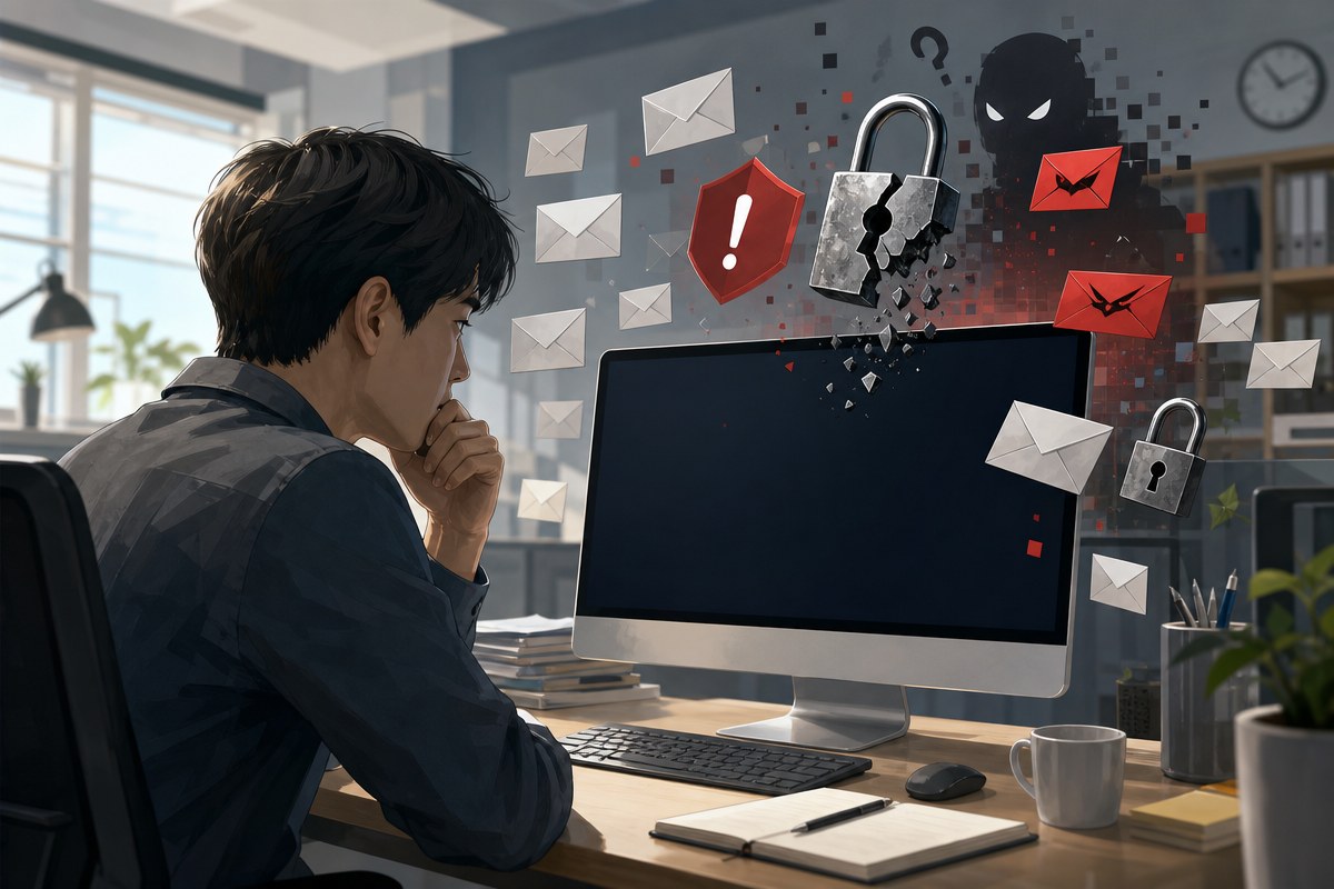 짐브라, 조작된 이메일 열면 악성코드 실행되는 XSS 결함 발견 / AI 생성 일러스트(삽화)