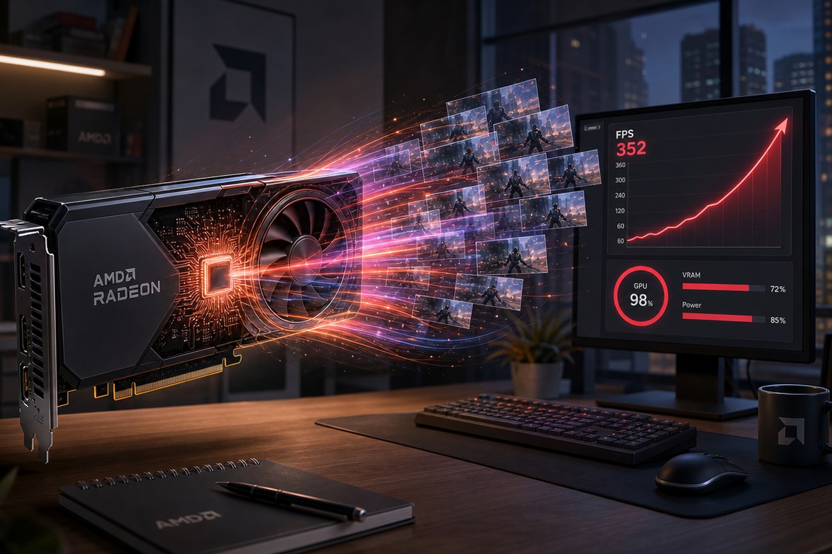 AMD 드라이버서 “FSR 8배 프레임 생성” 흔적…60FPS를 480FPS로 / AI 생성 일러스트(삽화)