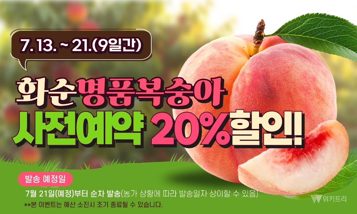 여름철 대표 과일 화순 복숭아, 화순팜 사전예약 20% 파격 할인