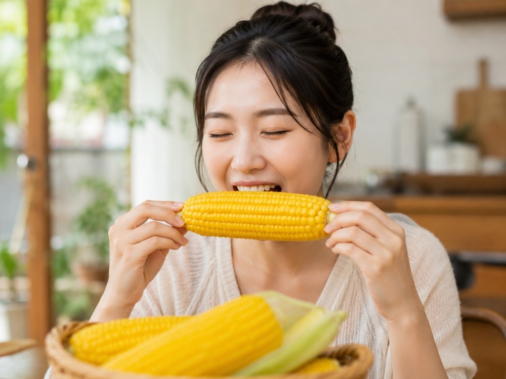 AI툴을 활용해 생성한 옥수수를 먹는 사람 자료사진.