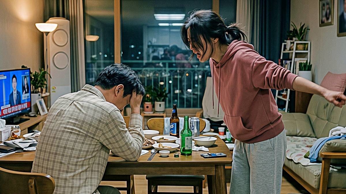 이혼까지 생각할 정도로 피 터지게 싸우는 부부의 모습. 기사 내용 토대로 AI툴 활용해 제작한 자료사진.