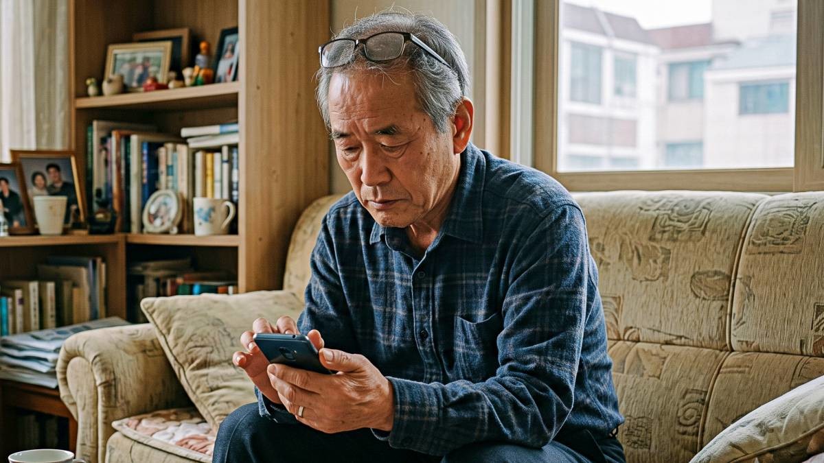 집에서 휴대전화를 보고 있는 모습. 기사 내용 토대로 AI툴 활용해 제작한 자료사진.