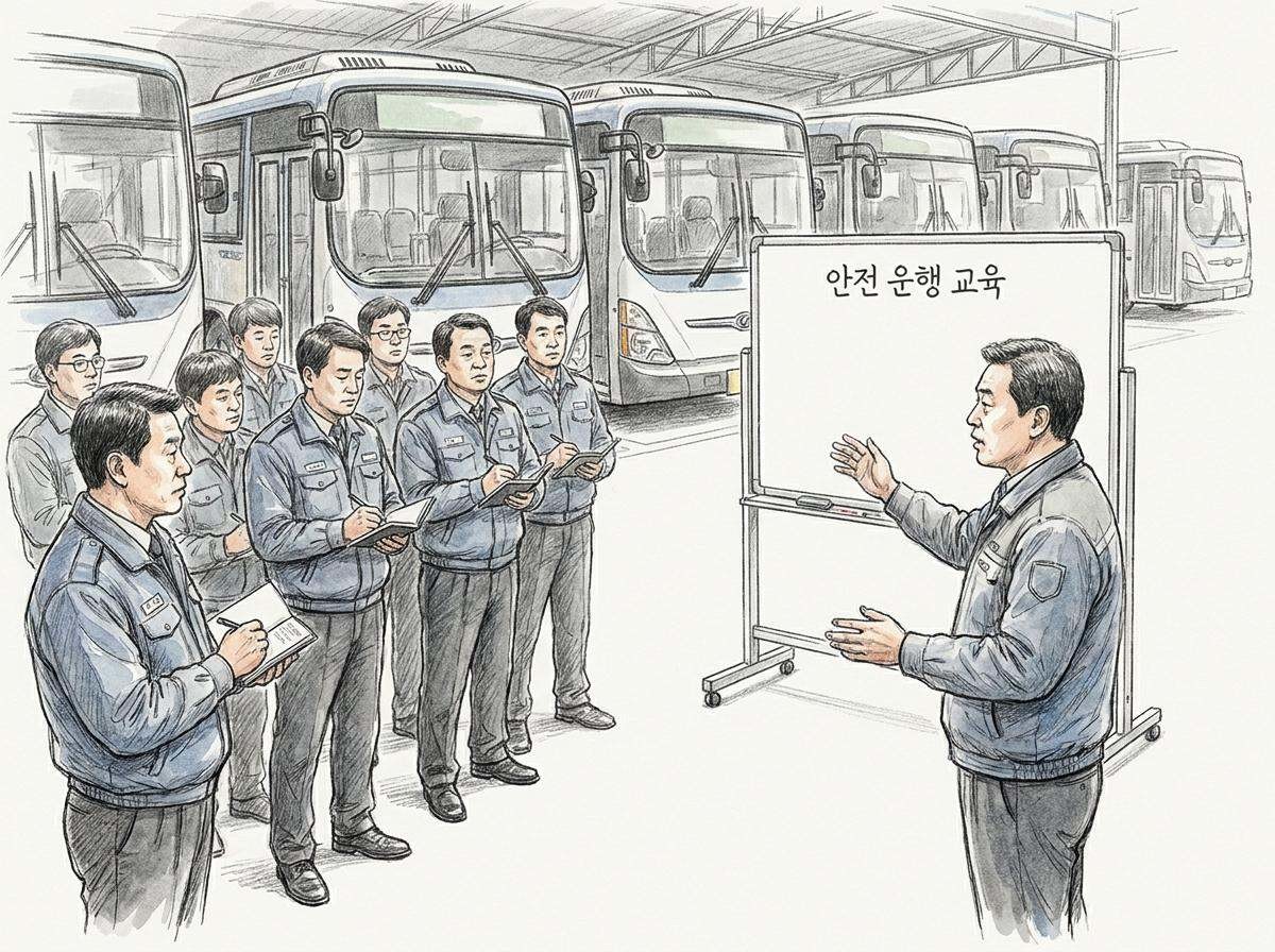 버스 기사 교육. 기사 내용 토대로 AI툴 활용해 제작한 자료사진.