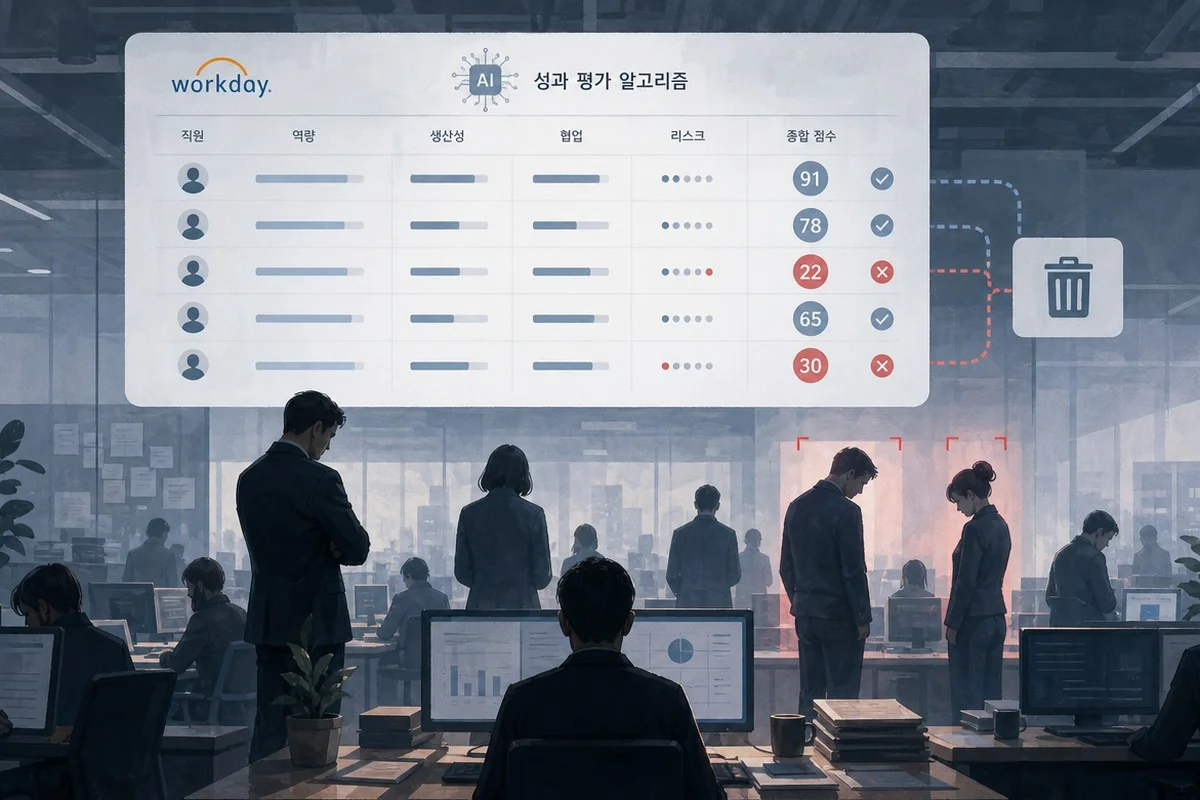 메타 AI가 해고 명단 짰다…의료·육아휴직자에 불리한 구조 소송 / AI 생성 일러스트(삽화)