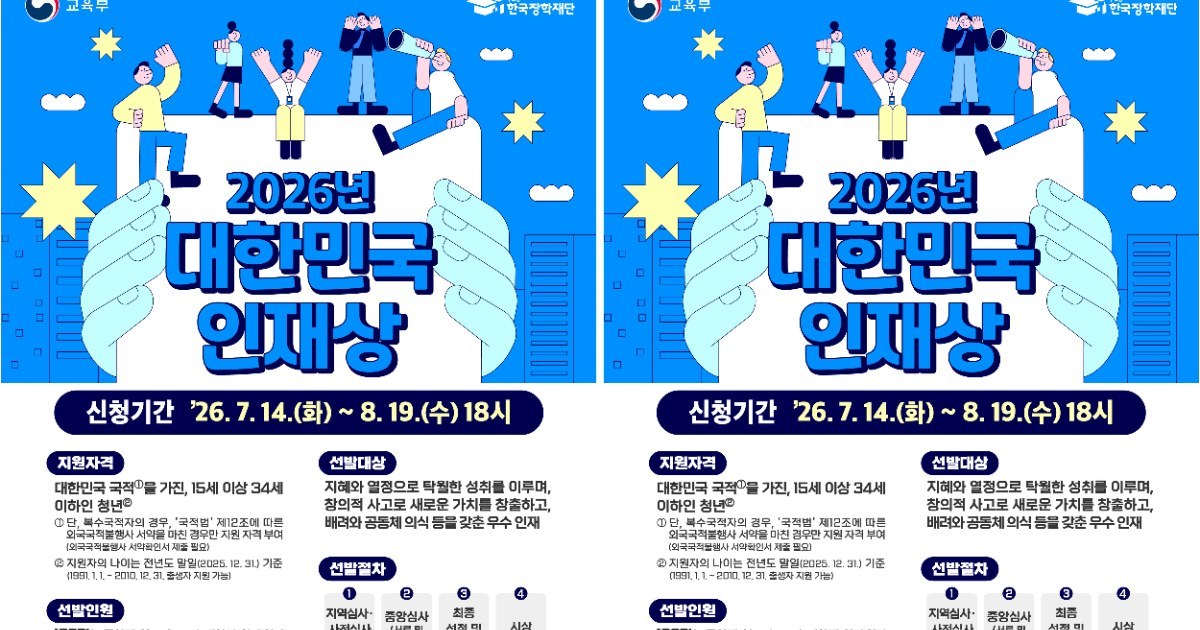 미래 이끌 전남광주 청년 찾습니다… ‘대한민국 인재상’ 공모