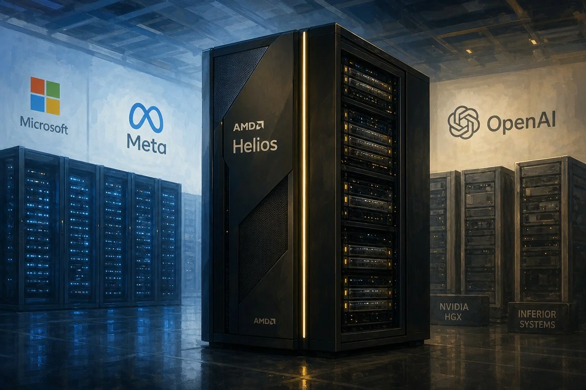 AMD 헬리오스, 마이크로소프트 애저 데이터센터에 첫 탑재…엔비디아 독점 흔든다 / AI 생성 일러스트(삽화)