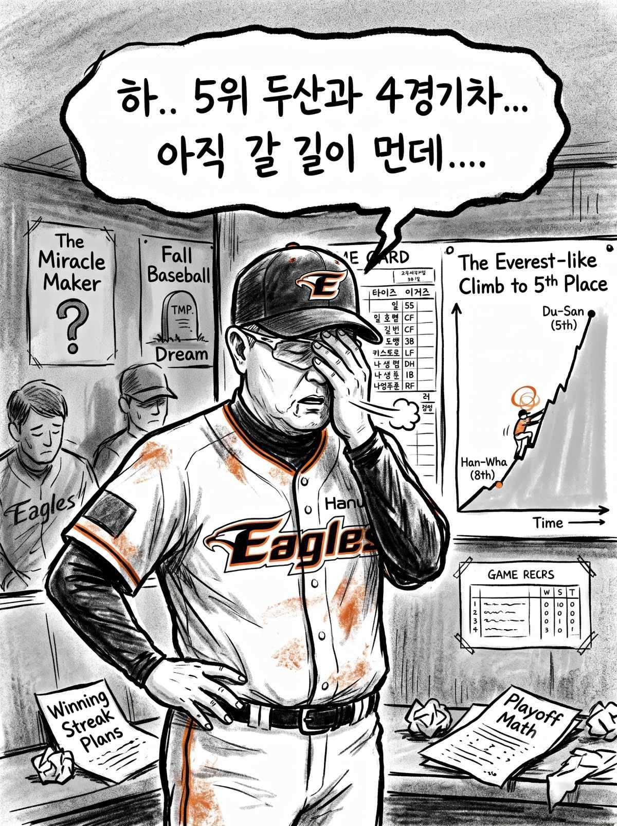 한화 이글스에 덮친 악재. 기사 내용 토대로 AI툴 활용해 제작한 자료사진.