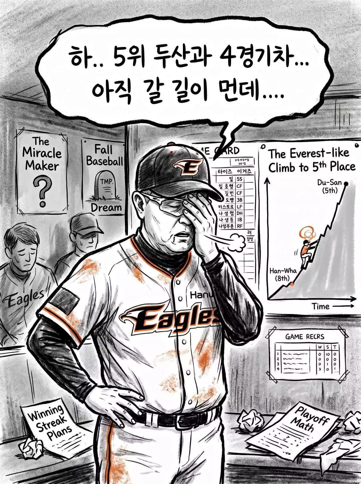 한화 이글스에 덮친 악재. 기사 내용 토대로 AI툴 활용해 제작한 자료사진.