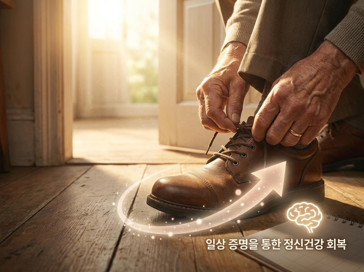 은퇴한 중년, 일상 증명을 통한 정신건강 회복. 기사 내용 토대로 AI툴 활용해 제작한 자료사진.
