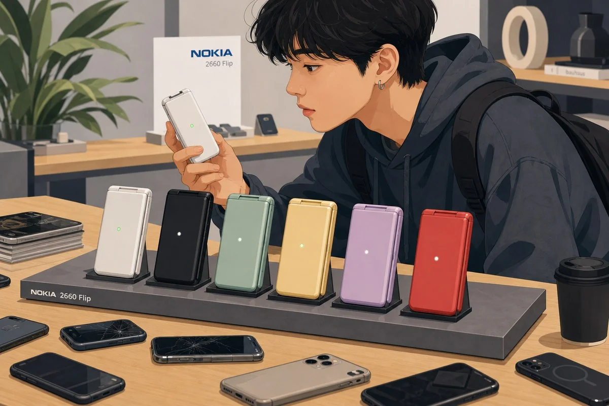 라이트 플립, 299달러 폴더폰…접으면 화면 완전히 꺼진다 / AI 생성 일러스트(삽화)