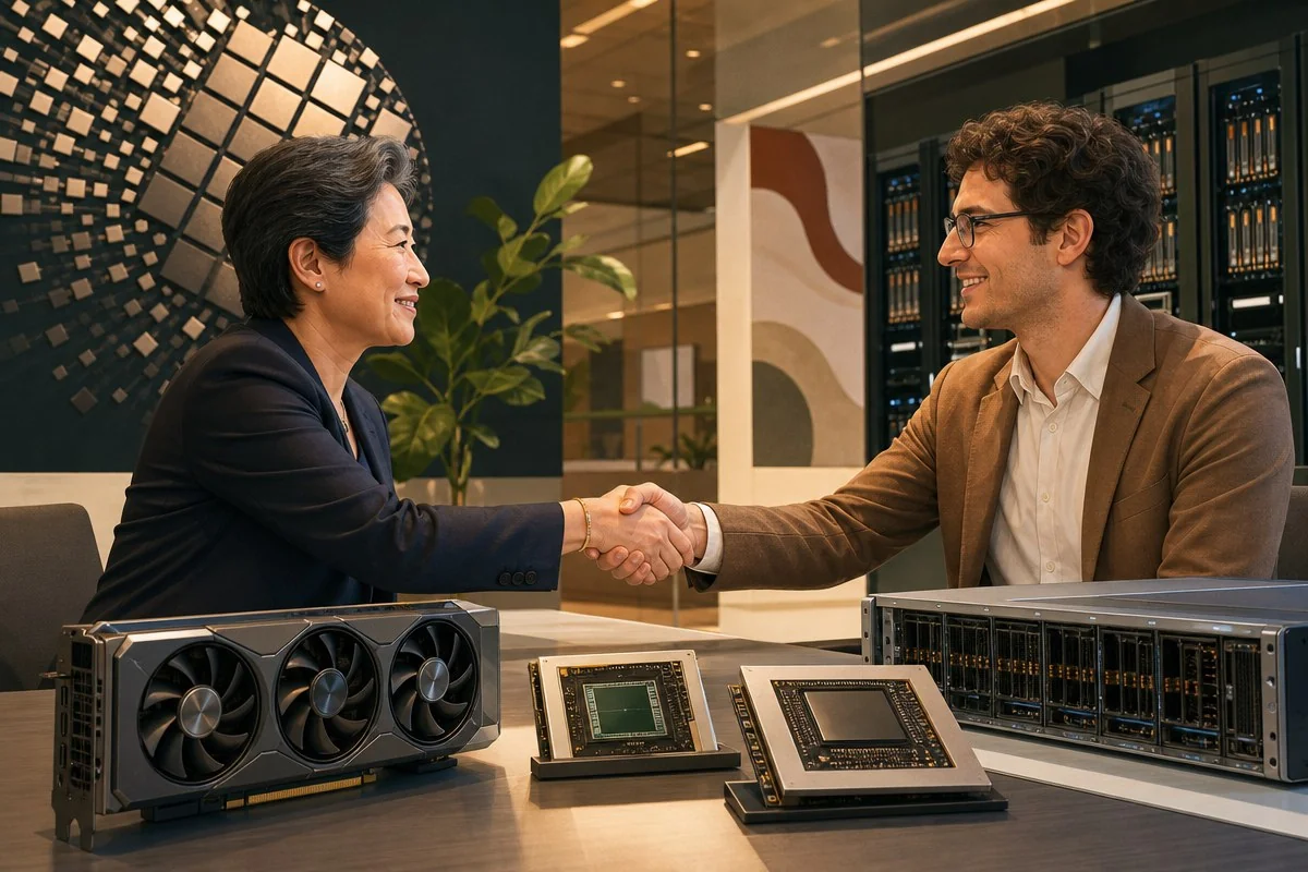 AMD 앤트로픽에 50억달러 투자…MI450 2GW 공급 맞교환 / AI 생성 일러스트(삽화)