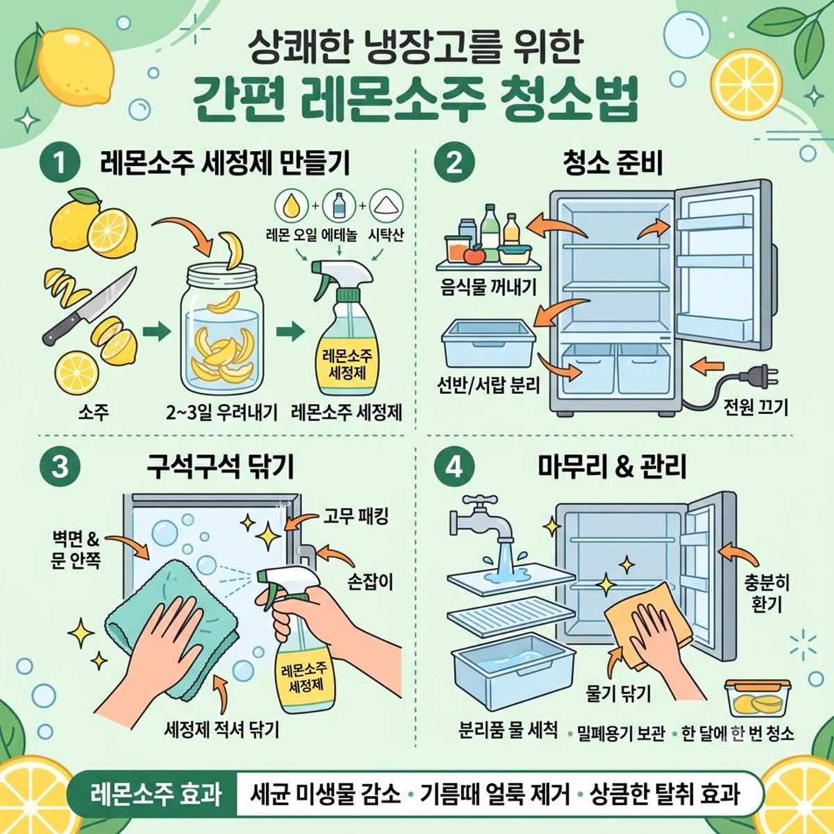 [인포그래픽] 상쾌한 냉장고를 위한 레몬소주 청소법 / 위키트리
