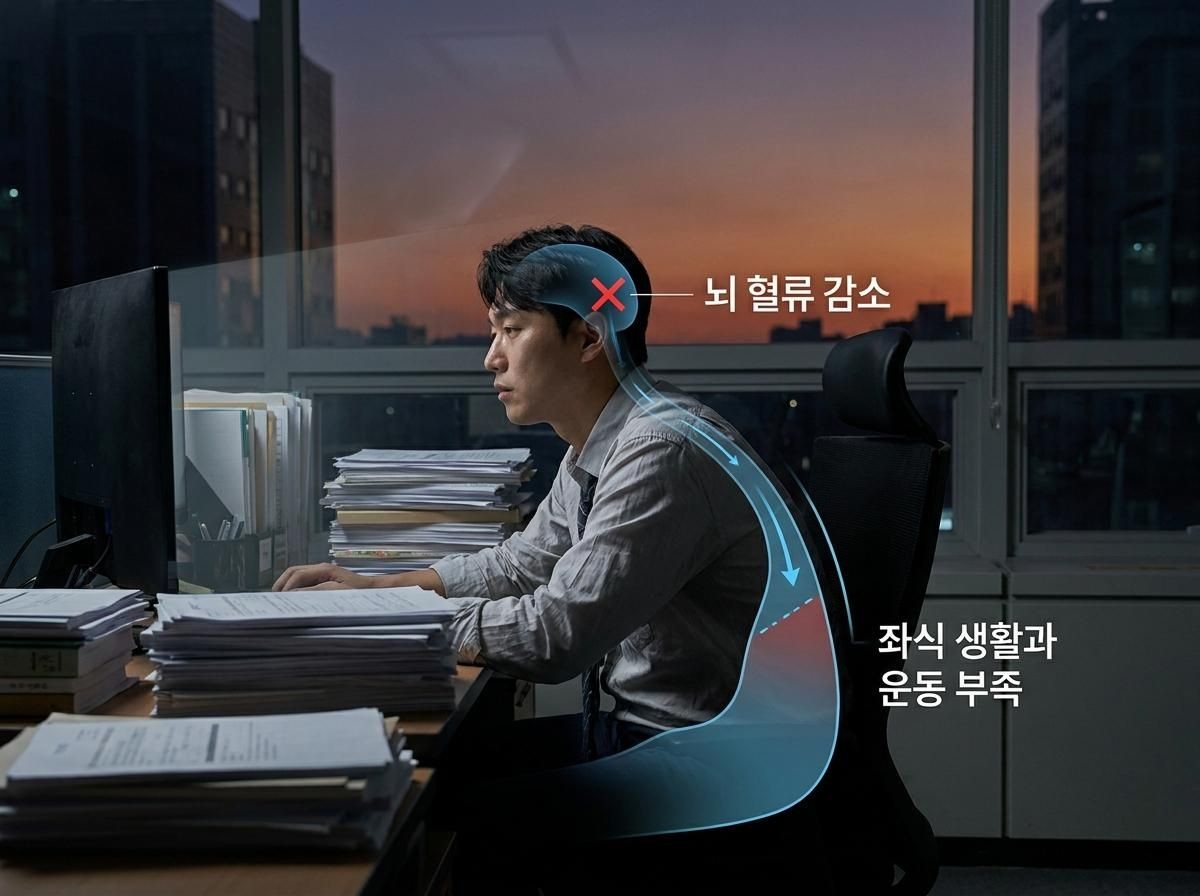 건강에 안 좋은 좌식 생활. 기사 내용 토대로 AI툴 활용해 제작한 자료사진.